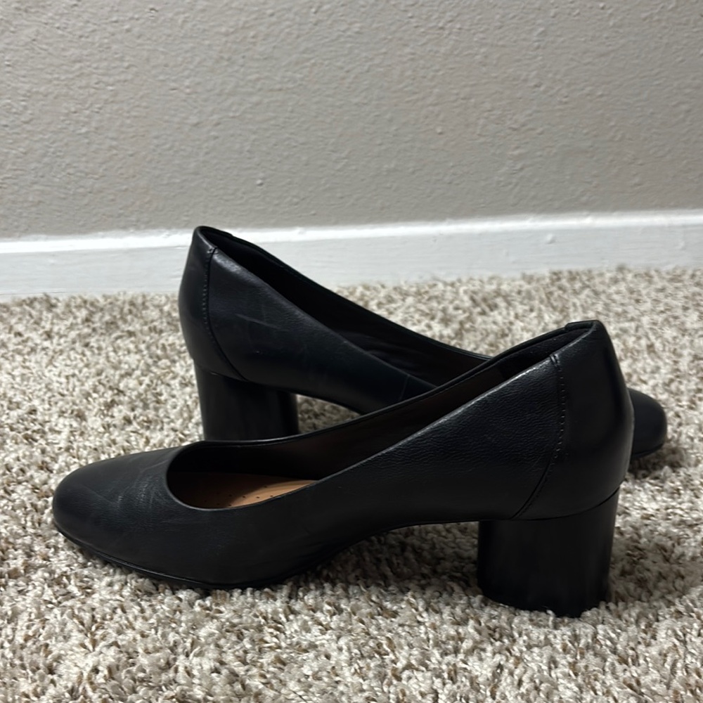 Clarks Black Women's Block Heel Shoes